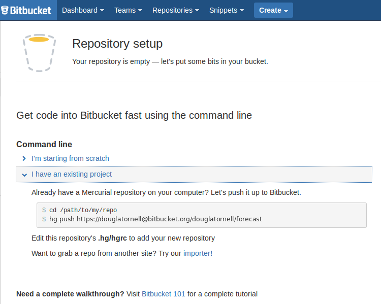 Creating a Repository on Bitbucket (Step 3)