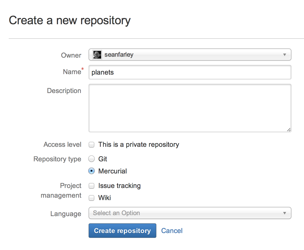 Creating a Repository on BitBucket (Step 2)